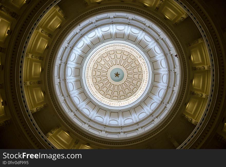 The interior of the dome of the Texas State Capitol.