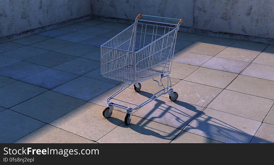 A lone shopping cart sitting