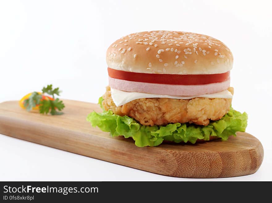 Meat Burger on Brown Oval Board