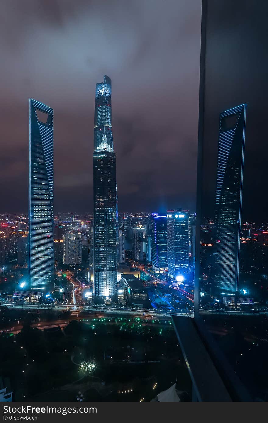 A view of the Shanghai city at night. A view of the Shanghai city at night.