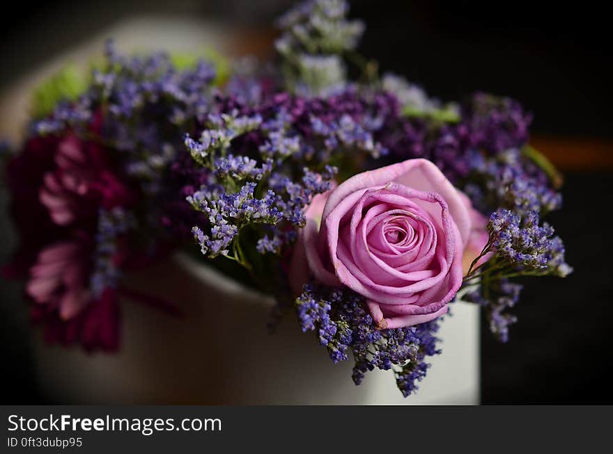 Pink Roses and Purple Lavander Boquet