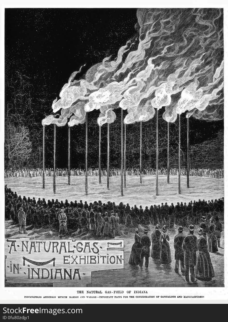 A natural gas field exhibition in Indiana, 1889