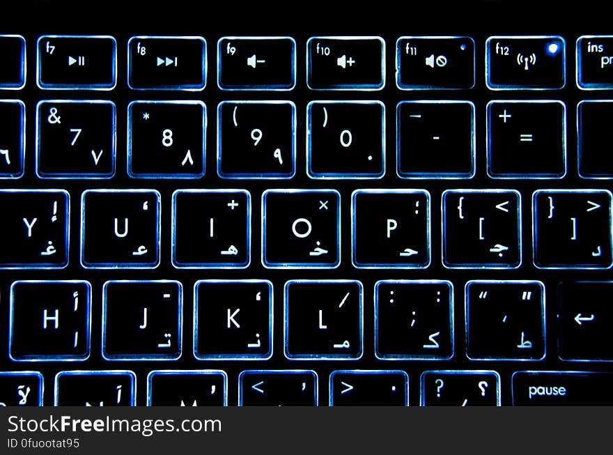 A keyboard with LED backlight. A keyboard with LED backlight.