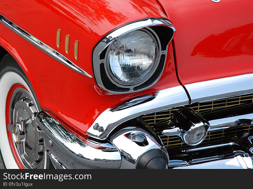 Red and Gray Classic Car