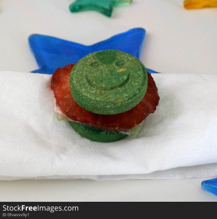 Neu turned a year old yesterday, this was his cake. Made of strawberry, yogurt, cucumber, and 2 smiley face spinach treats. Neu turned a year old yesterday, this was his cake. Made of strawberry, yogurt, cucumber, and 2 smiley face spinach treats.