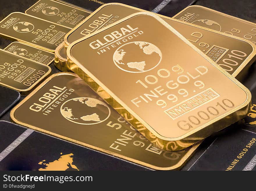 Close up of Global Intergold gold bars.