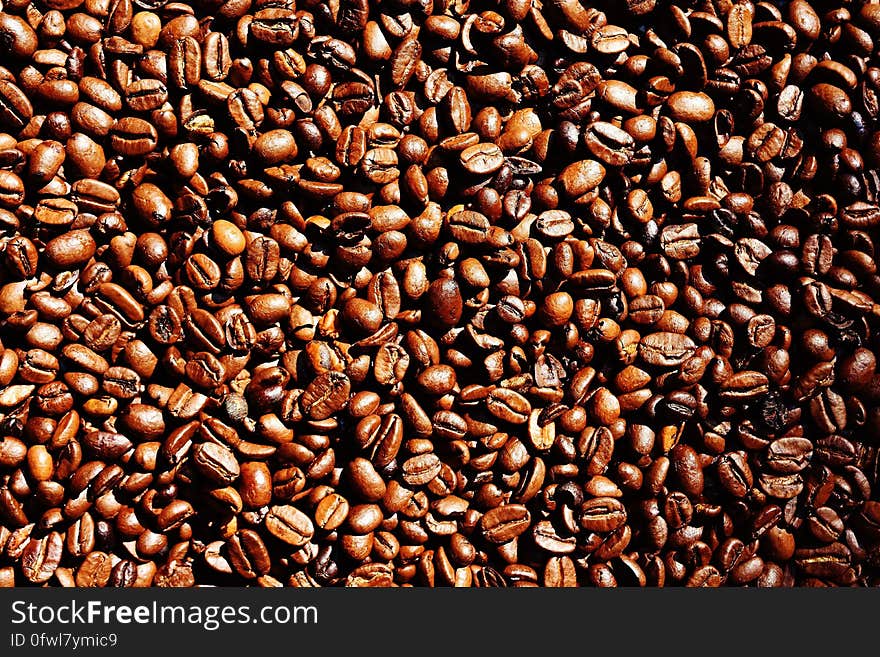 A background of roasted coffee beans.