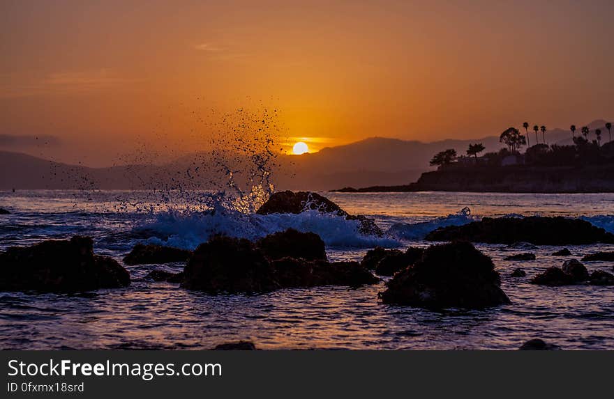 Sea, Sky, Horizon, Sunset