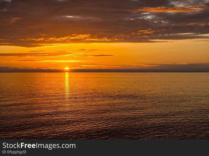 Horizon, Sky, Sunset, Sea