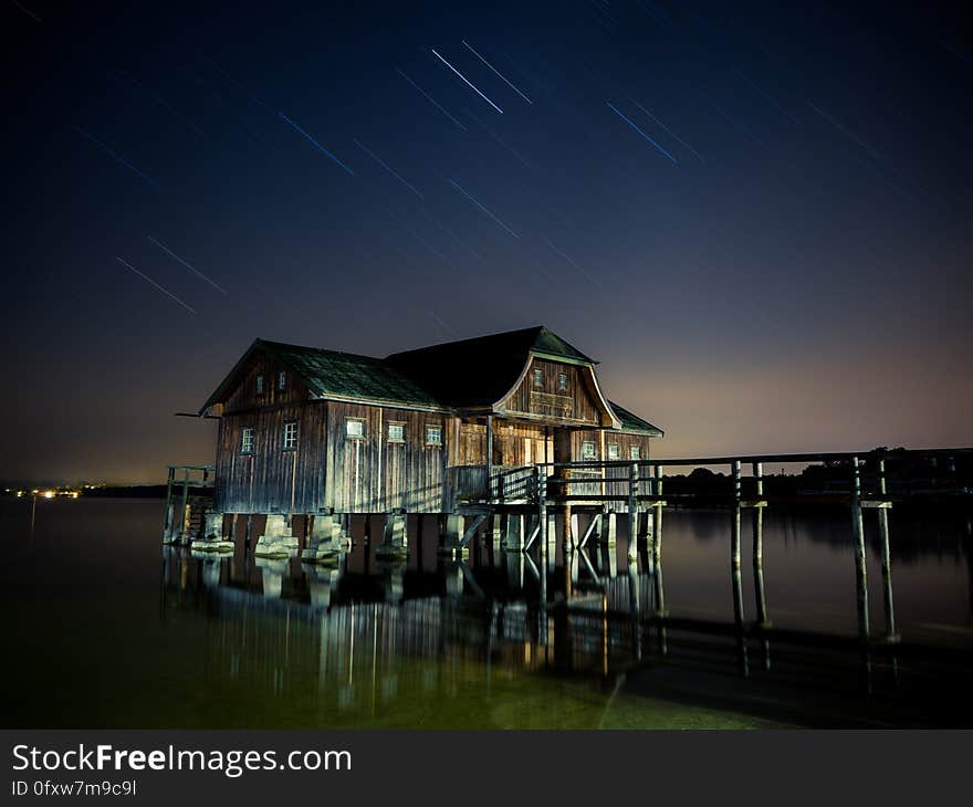 Reflection, Night, Sky, Water