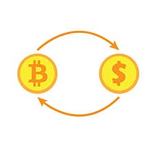 Bitcoin Dollar Exchange. Stock Photo