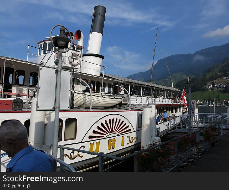 Travelling on the Lake Lucerne aboard the steam ship DS Uri