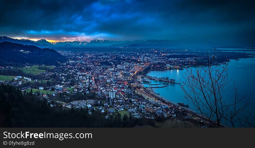 Aerial View of City at Night