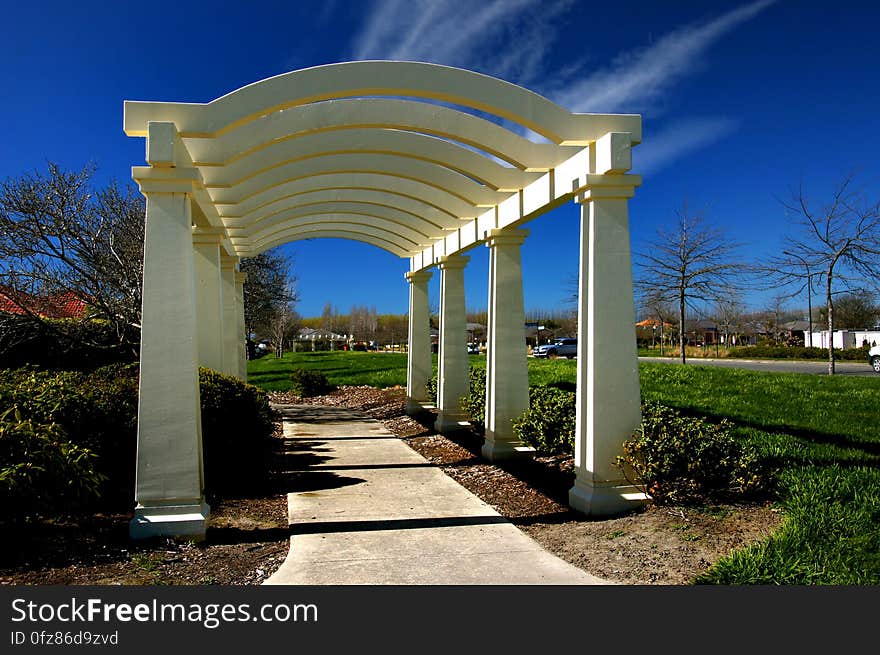 Northwood Estate Christchurch. A pergola, arbor or arbour is a garden feature forming a shaded walkway, passageway or sitting area of vertical posts or pillars that usually support cross-beams and a sturdy open lattice, often upon which woody vines are trained. As a type of gazebo, it may also be an extension of a building, or serve as protection for an open terrace or a link between pavilions. Northwood Estate Christchurch. A pergola, arbor or arbour is a garden feature forming a shaded walkway, passageway or sitting area of vertical posts or pillars that usually support cross-beams and a sturdy open lattice, often upon which woody vines are trained. As a type of gazebo, it may also be an extension of a building, or serve as protection for an open terrace or a link between pavilions.