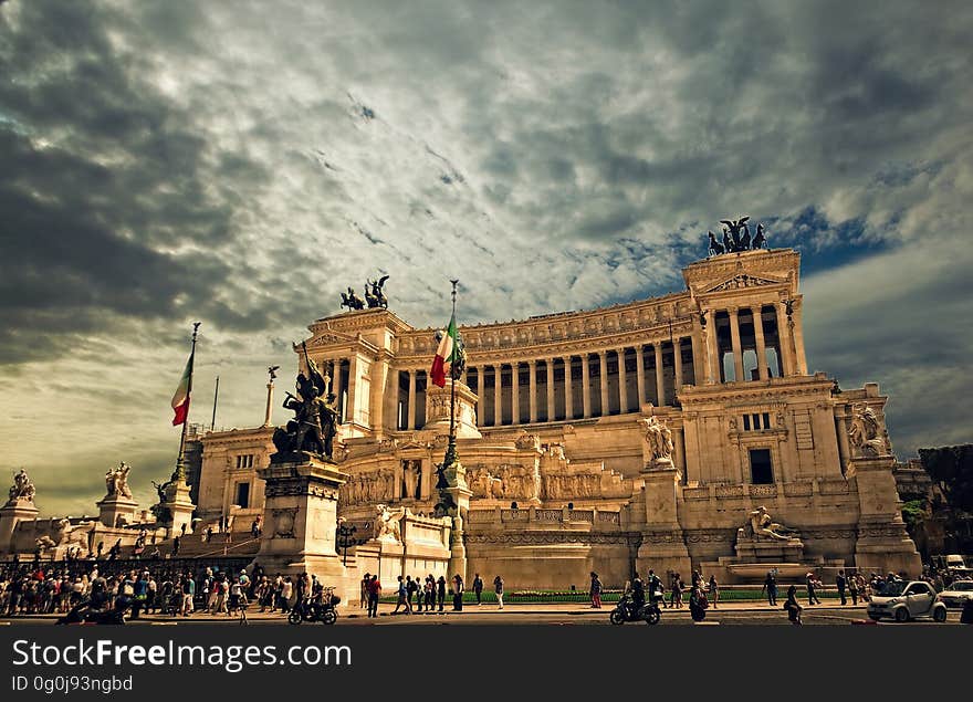 Scenic view of the Altare della Patria monument in Rome, Italy.