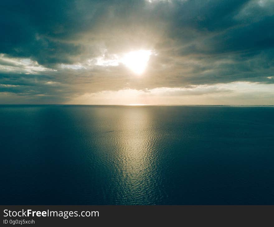 A sunset on the sea seen from the air. A sunset on the sea seen from the air.