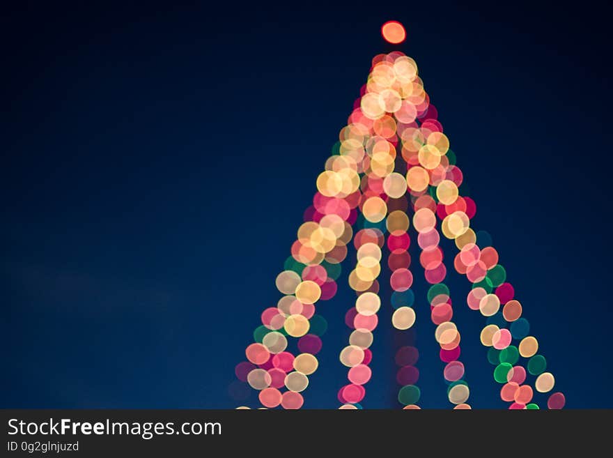 Bokeh colorful christmas tree lights at night. Bokeh colorful christmas tree lights at night.