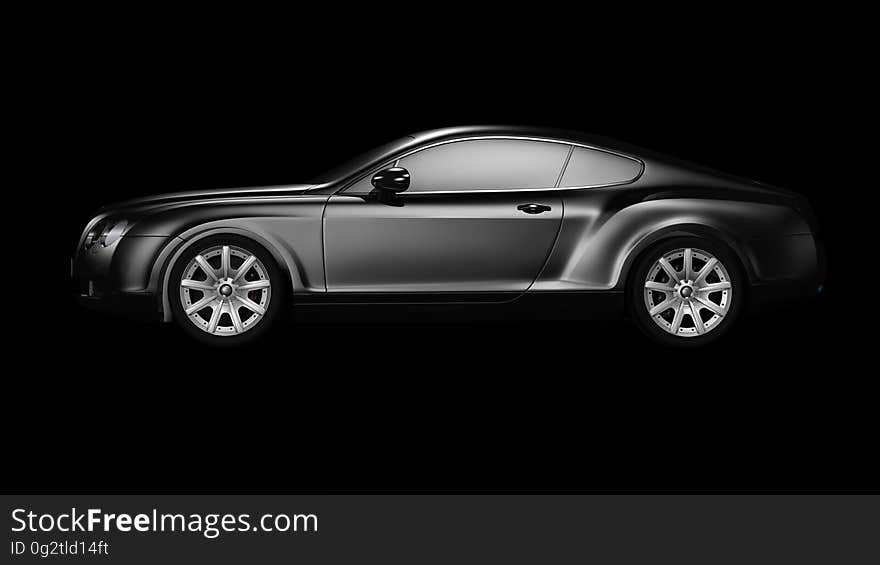 Profile of luxury Bentley sedan in black and white. Profile of luxury Bentley sedan in black and white.