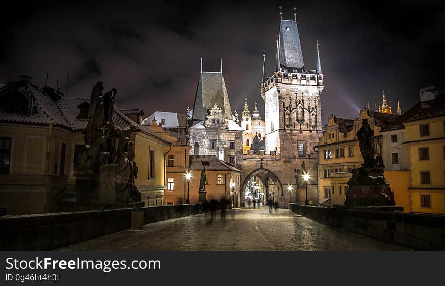 Town, Landmark, Night, City