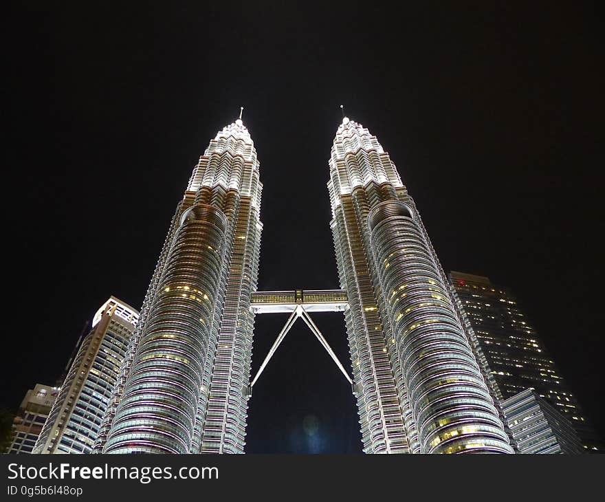 The Petronas Twin Towers by night, Kuala Lumpur, Malaysia. The Petronas Twin Towers by night, Kuala Lumpur, Malaysia.