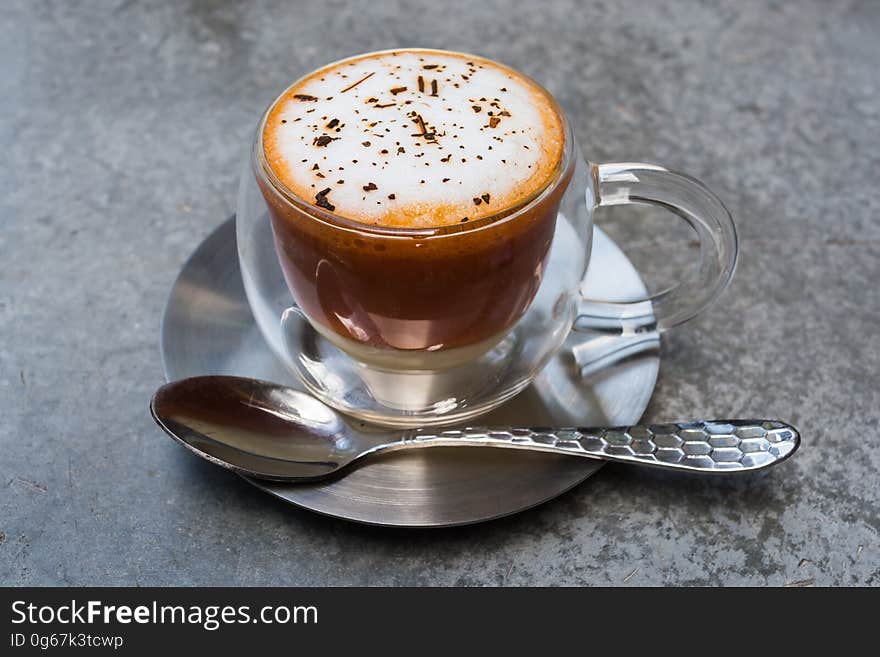 Frappucino on Clear Glass Cup