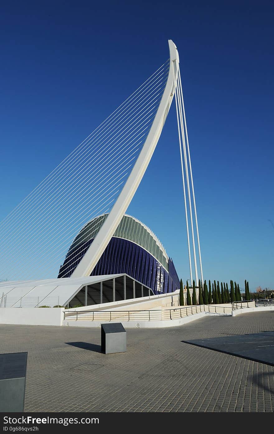 Exterior of modern building with bridge span architecture. Exterior of modern building with bridge span architecture.