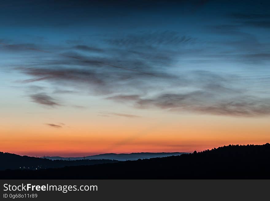 Silhouette of Mountain during Daytime