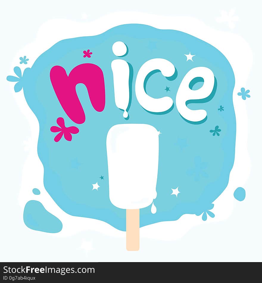 Nice melting ice cream on blue background