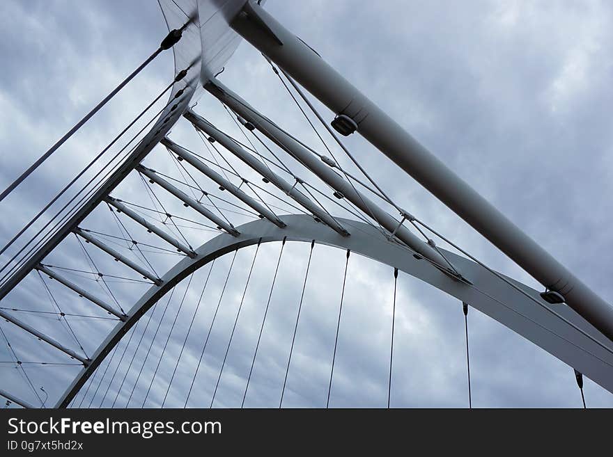 Worm&#x27;s Eye View of Grey Steel Bridge