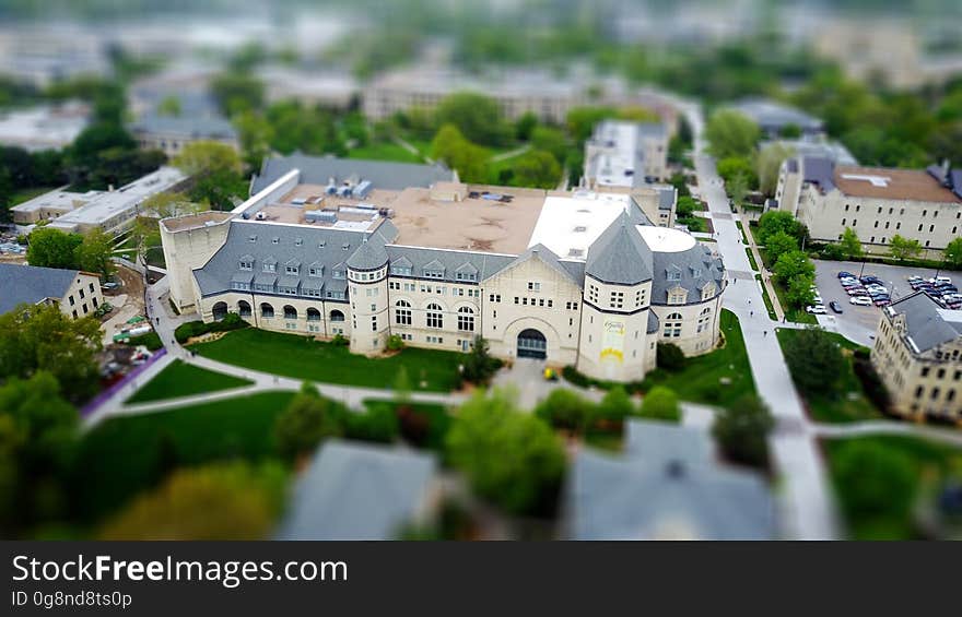 A model of a palace in a park. A model of a palace in a park.