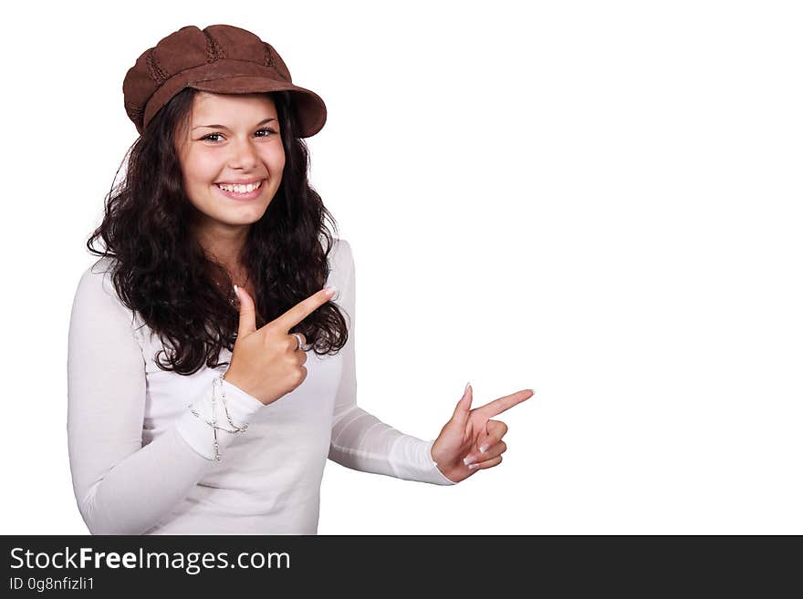 Woman in White Sweater Smiling With White Background