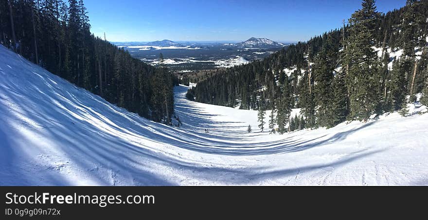 The Arizona Snowbowl is a full-service downhill ski resort in the San Francisco Peaks 14 miles north of Flagstaff, Arizona. Casino trail is a black diamond run. Photo by Brady Smith, January 20, 2016. Credit: U.S. Forest Service, Coconino National Forest. See Arizona Snowbowl for information on the Coconino National Forest website. The Arizona Snowbowl is a full-service downhill ski resort in the San Francisco Peaks 14 miles north of Flagstaff, Arizona. Casino trail is a black diamond run. Photo by Brady Smith, January 20, 2016. Credit: U.S. Forest Service, Coconino National Forest. See Arizona Snowbowl for information on the Coconino National Forest website.