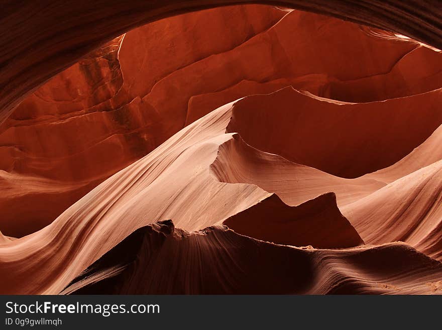 Scenic view of rock formations in Antelope Canyon, Arizona, USA. Scenic view of rock formations in Antelope Canyon, Arizona, USA.