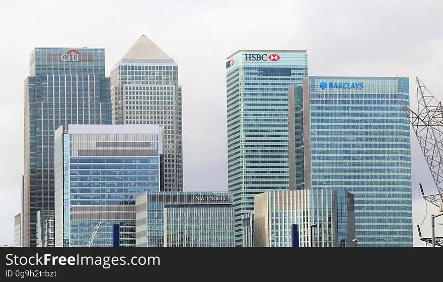 The buildings of the major banks in the city of London, England. The buildings of the major banks in the city of London, England.