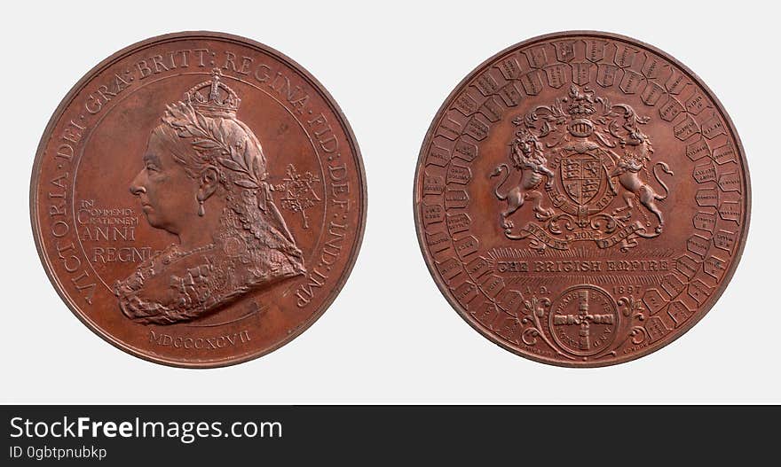 A large bronze medal commemorating Queen Victoria&#x27;s 60th anniversary on the throne from 1897. The reverse lists all of the colonies of the British Empire. A large bronze medal commemorating Queen Victoria&#x27;s 60th anniversary on the throne from 1897. The reverse lists all of the colonies of the British Empire.