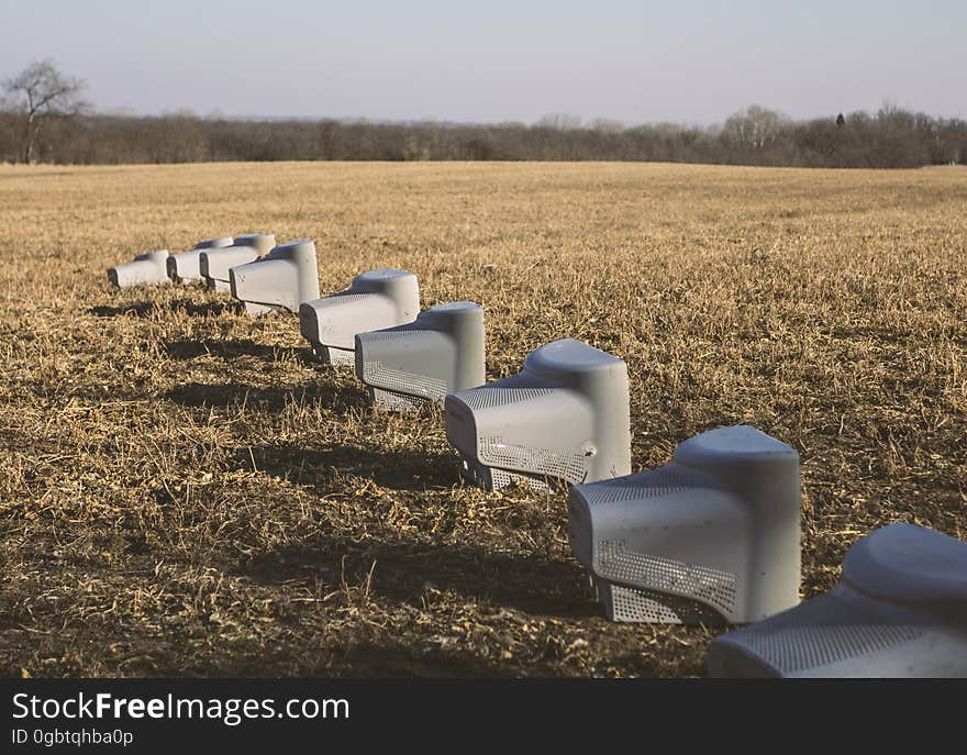 I&#x27;ve found these gutted CRT displays at a plough land near to the Budapest airport. They were lined up almost like this for unknown reason. I&#x27;ve found these gutted CRT displays at a plough land near to the Budapest airport. They were lined up almost like this for unknown reason...