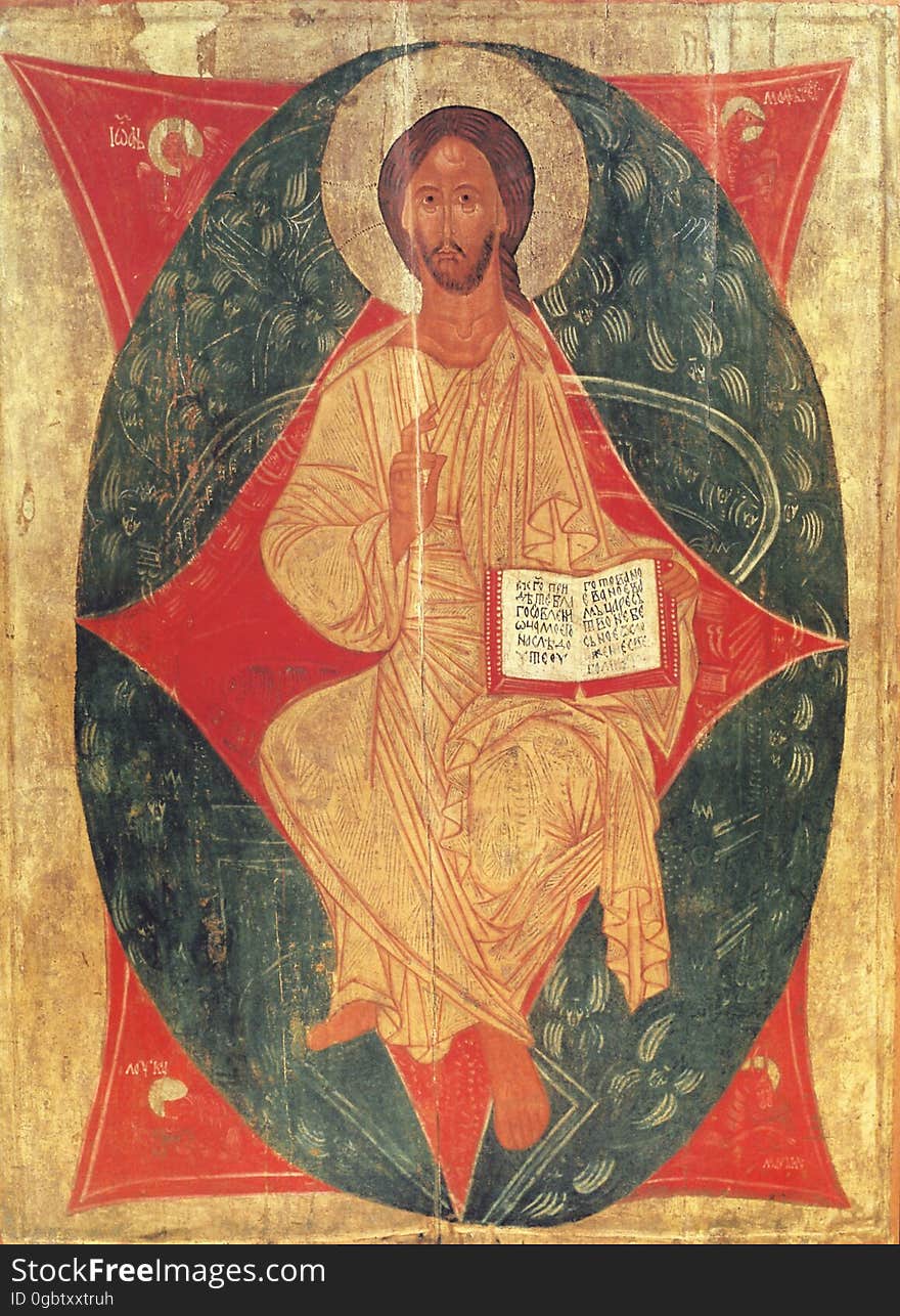 Друга пол. XV ст. Галичина. Дошка липова, левкас, темпера. 130 х 99 х 2,5. Christ in Majesty. Latter half of the 15th c. Galychyna. Tempera on gesso-grounded canvas pasted to lime-wood panel. ...Високий стиль і гуманістичні ідеали українського іконопису репрезентує ікона &#x22;Спас у силах&#x22; &#x28;II пол. XV ст.&#x29; Як і більшість ікон того періоду, вона походить з Галичини, ймовірно належить до Перемишльського художнього центру. Всім своїм гармонійним ладом, духовною просвітленістю образу й монументальною узагальненою побудовою ікона засвідчує високий рівень українського іконопису XV ст. Лариса Членова Національний художній музей України. Альбом. Київ, &#x22;Артанія Нова&#x22;, 2003. Друга пол. XV ст. Галичина. Дошка липова, левкас, темпера. 130 х 99 х 2,5. Christ in Majesty. Latter half of the 15th c. Galychyna. Tempera on gesso-grounded canvas pasted to lime-wood panel. ...Високий стиль і гуманістичні ідеали українського іконопису репрезентує ікона &#x22;Спас у силах&#x22; &#x28;II пол. XV ст.&#x29; Як і більшість ікон того періоду, вона походить з Галичини, ймовірно належить до Перемишльського художнього центру. Всім своїм гармонійним ладом, духовною просвітленістю образу й монументальною узагальненою побудовою ікона засвідчує високий рівень українського іконопису XV ст. Лариса Членова Національний художній музей України. Альбом. Київ, &#x22;Артанія Нова&#x22;, 2003