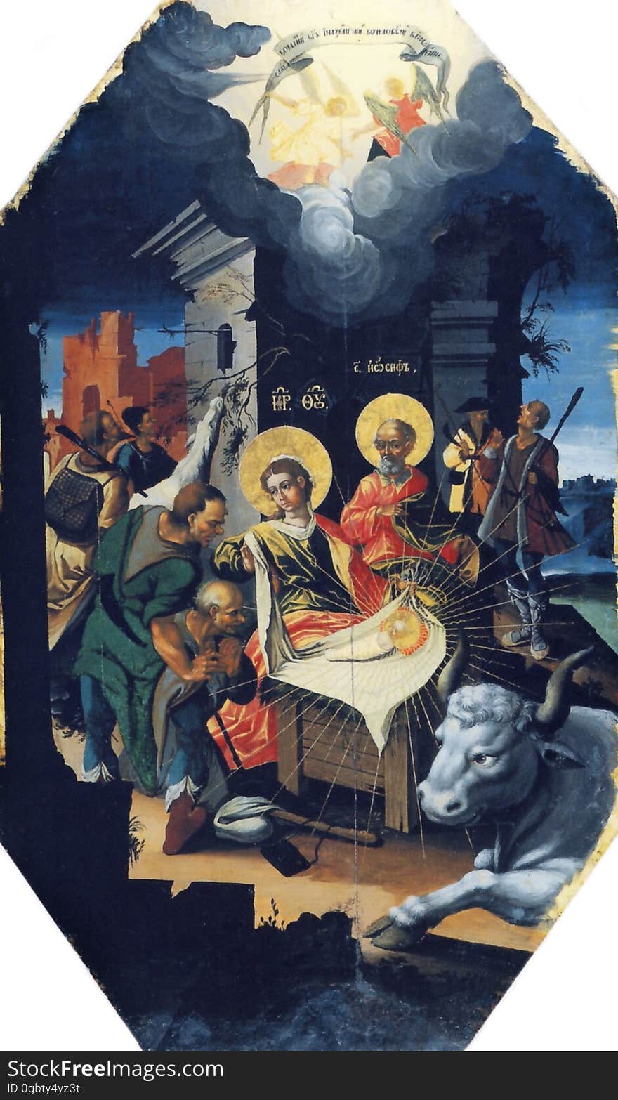 1729. Київ. Дошка липова, левкас, олія, позолота. 118 х 32 х 3,5. The Nativity. 1729. Kyiv. Oil, gilding on gesso-grounded three-piece lime-wood panel. Національний художній музей України. Альбом. Київ, &#x22;Артанія Нова&#x22;, 2003. 1729. Київ. Дошка липова, левкас, олія, позолота. 118 х 32 х 3,5. The Nativity. 1729. Kyiv. Oil, gilding on gesso-grounded three-piece lime-wood panel. Національний художній музей України. Альбом. Київ, &#x22;Артанія Нова&#x22;, 2003.