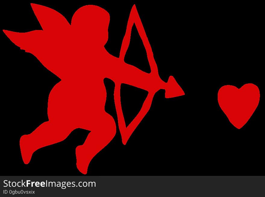 Cupid Shooting Heart Red