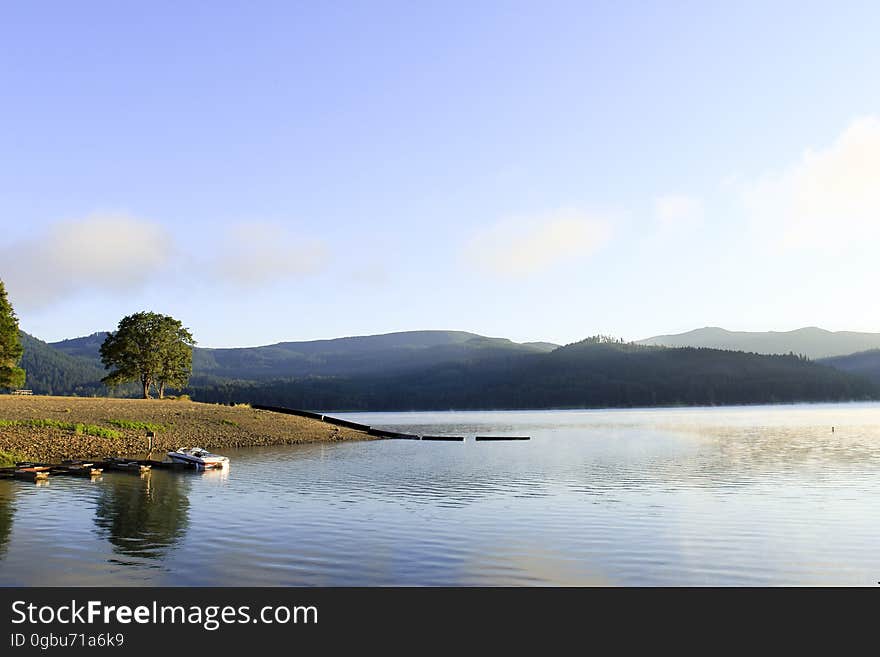 Just after sunrise on Lake Dorena. Just after sunrise on Lake Dorena.