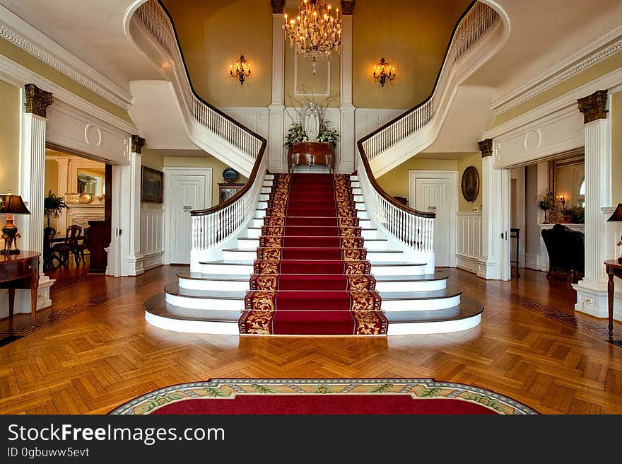 Red and Brown Floral Stair Carpet