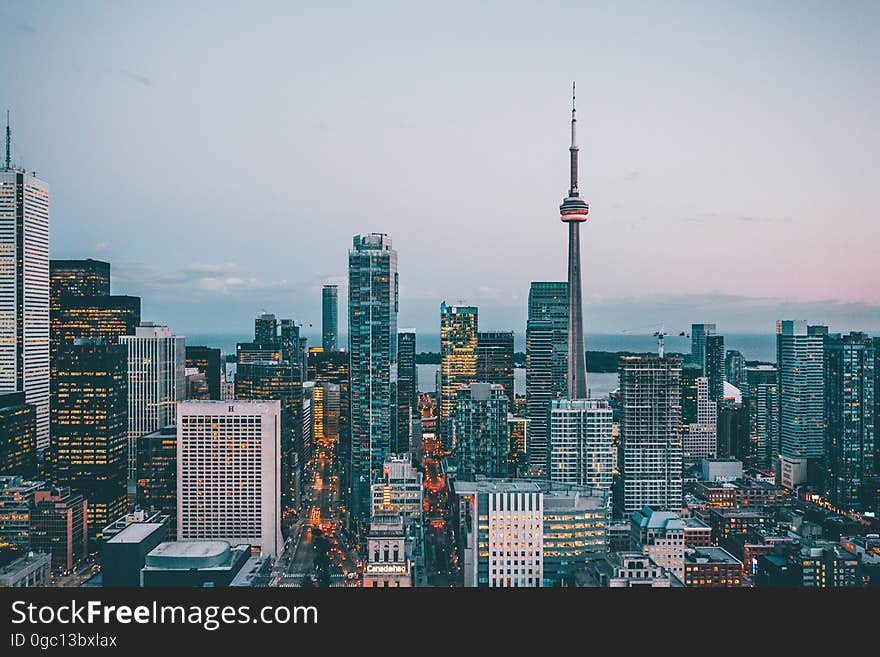 The skyline of the city of Toronto, Canada, with CN tower. The skyline of the city of Toronto, Canada, with CN tower.