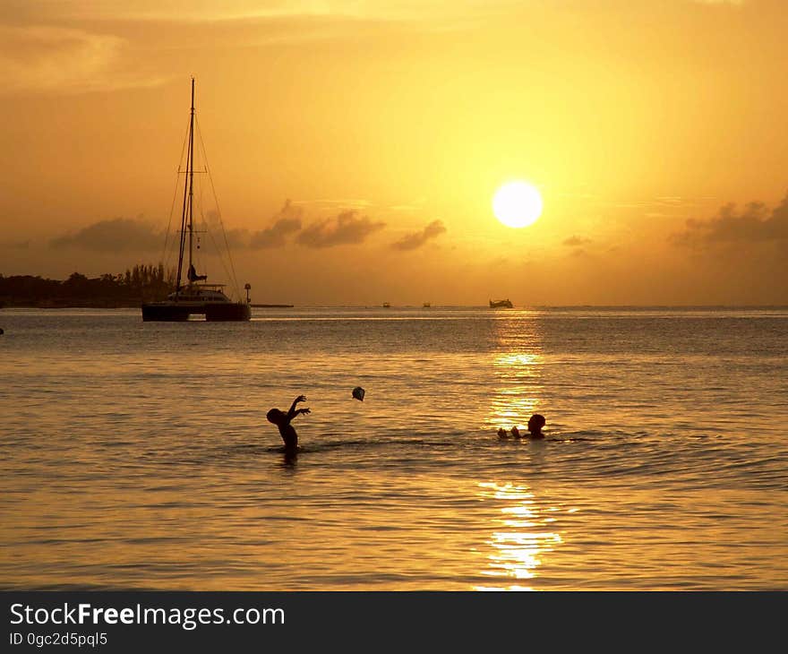 Horizon, Sea, Calm, Sunset