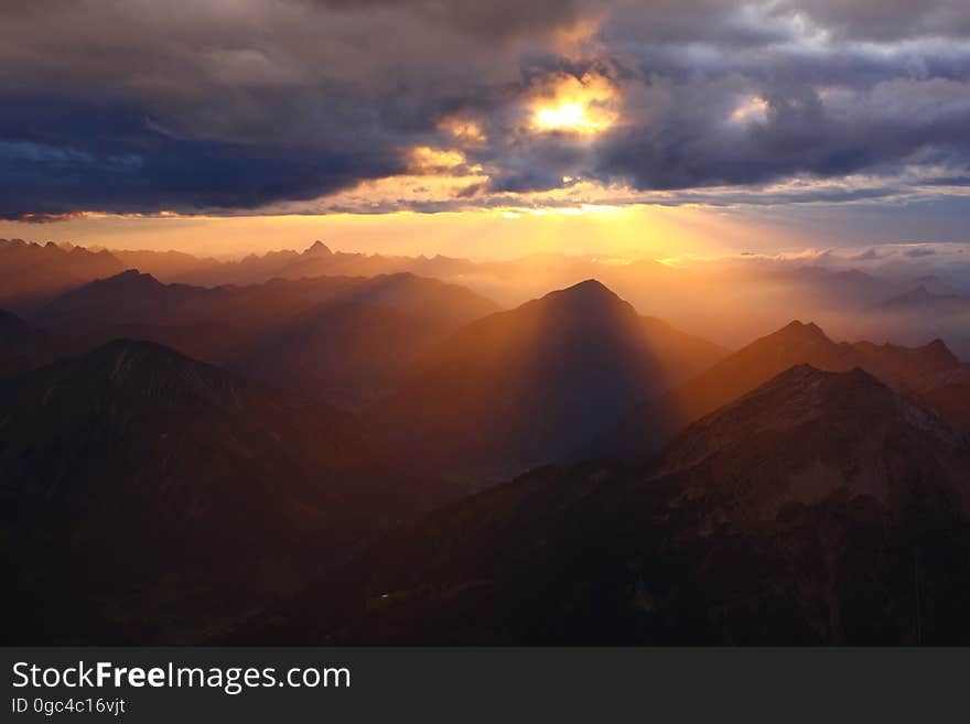 Sky, Sunrise, Ridge, Highland