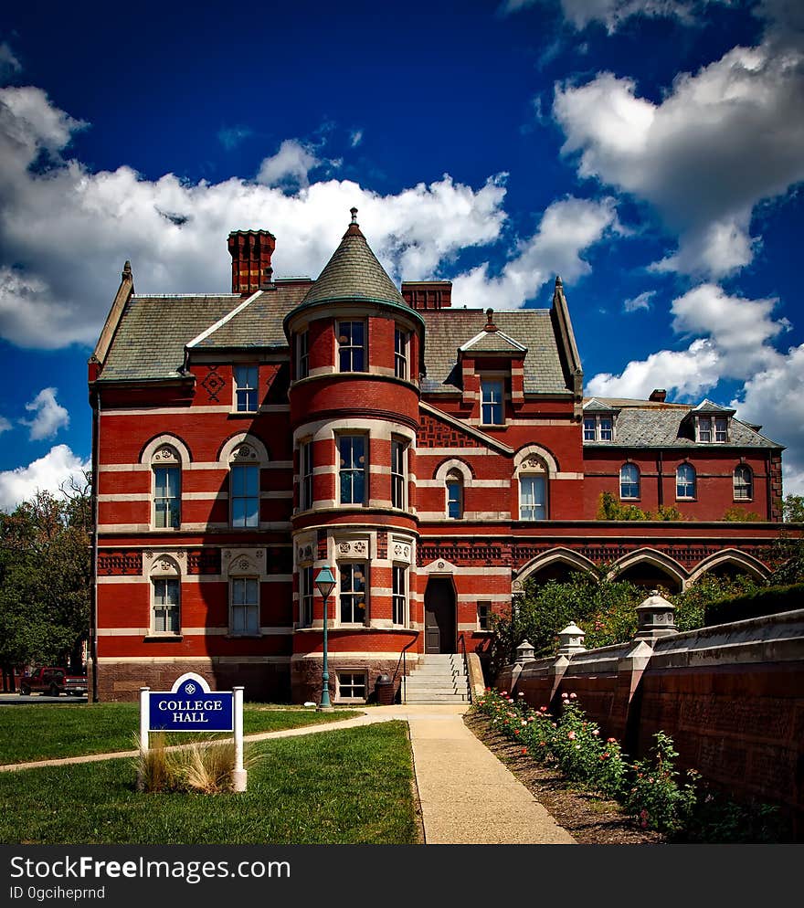 Exterior of College Hall on university campus against sunny blue skies. Exterior of College Hall on university campus against sunny blue skies.