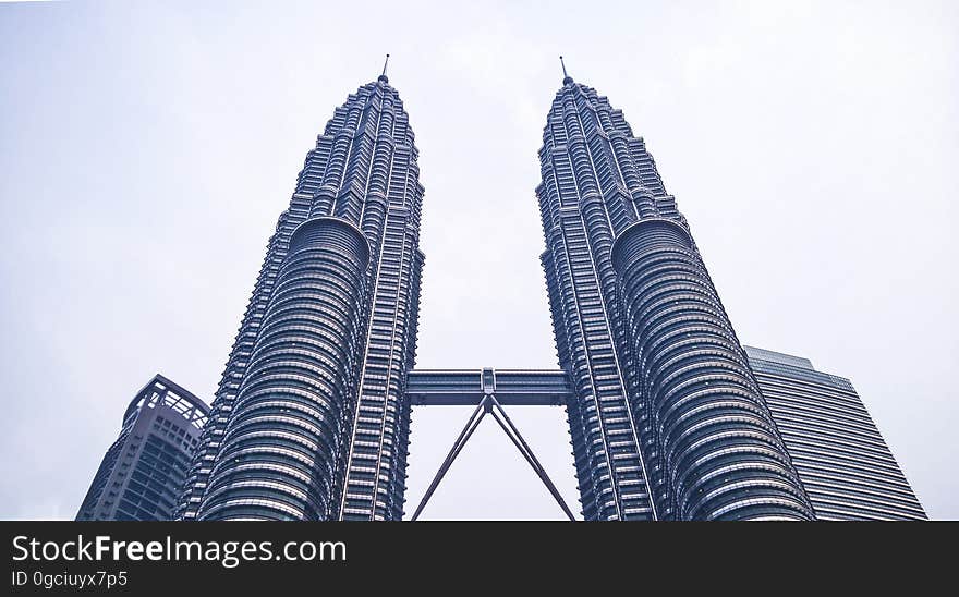 The Petronas Towers in Kuala Lumpur, Malaysia.