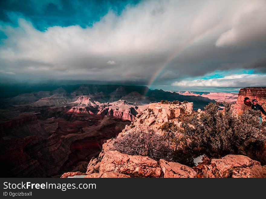 Red sandstone cliffs in Arizona on a cloudy day.