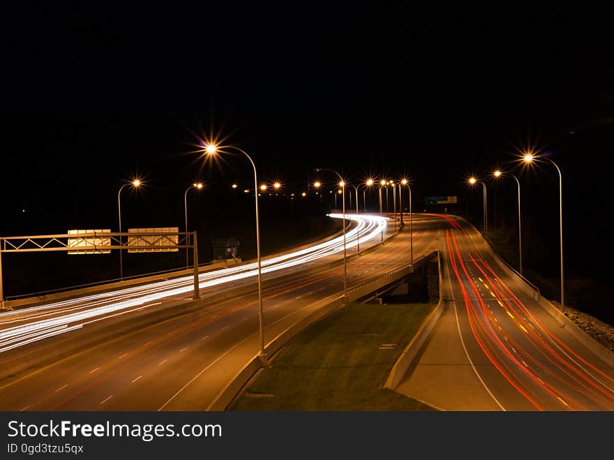 Long exposure of traffic over the Glenmore Causeway. Long exposure of traffic over the Glenmore Causeway