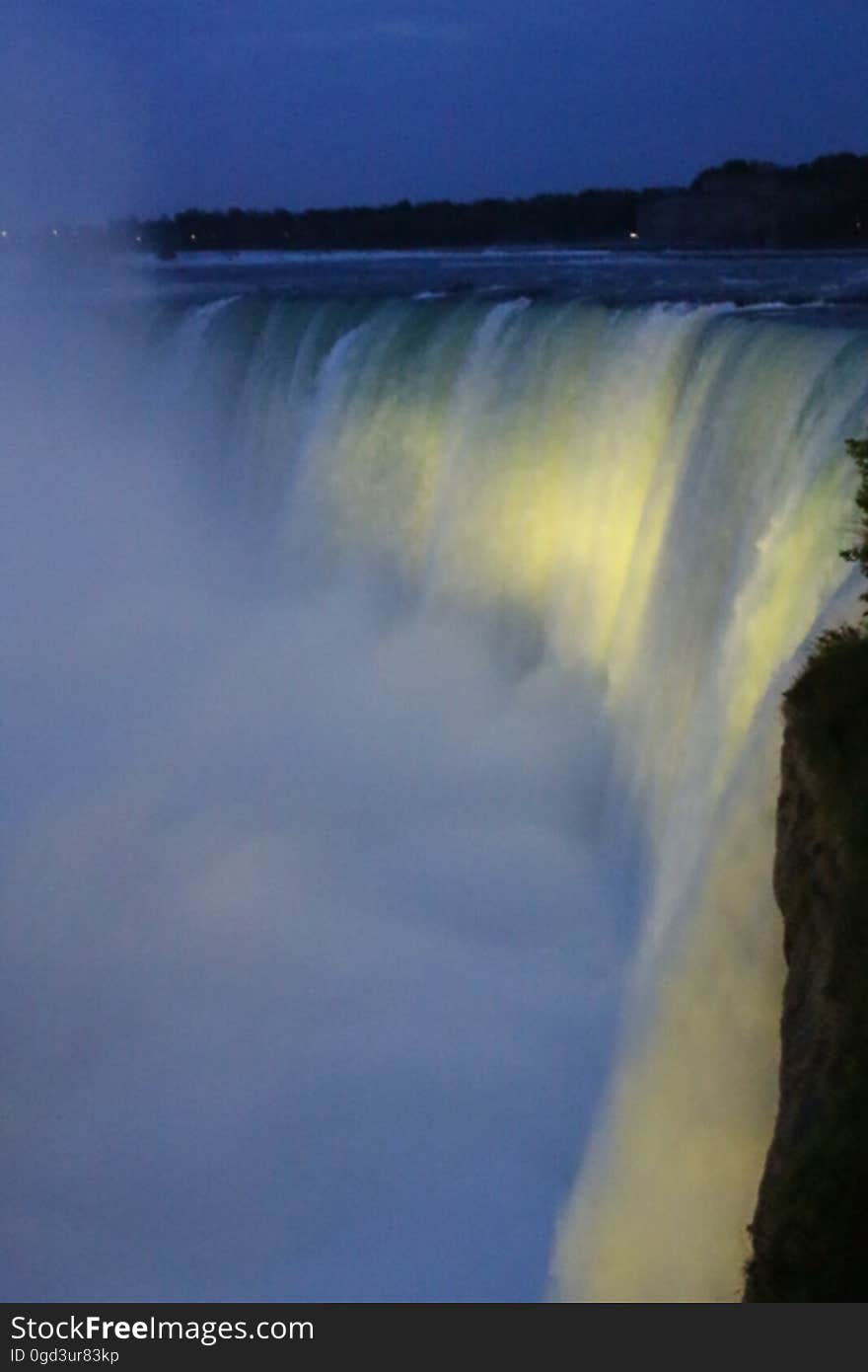 The Light show over the Horseshoe Falls, Niagara