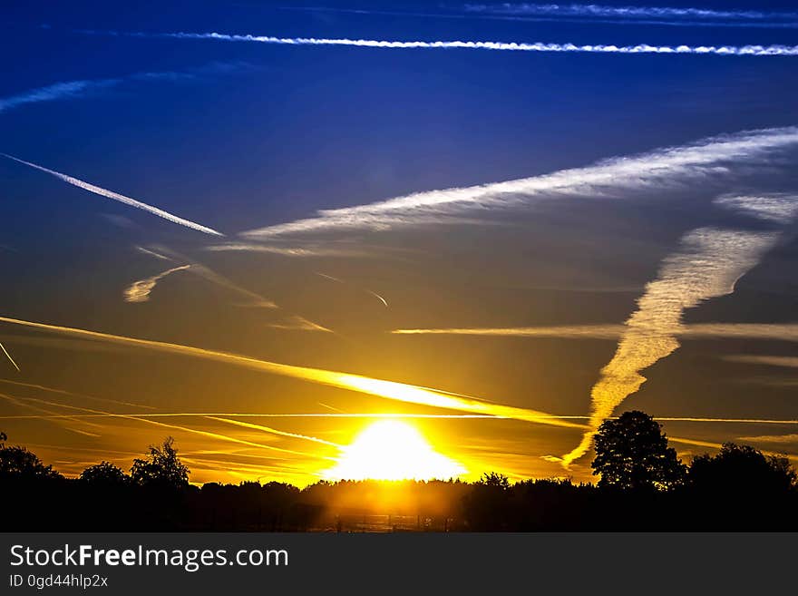 Colorful skies with wispy clouds. Colorful skies with wispy clouds.